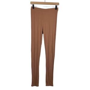 Naked Wardrobe Womens Leggings Size Large Coco Tan Ribbed High Rise